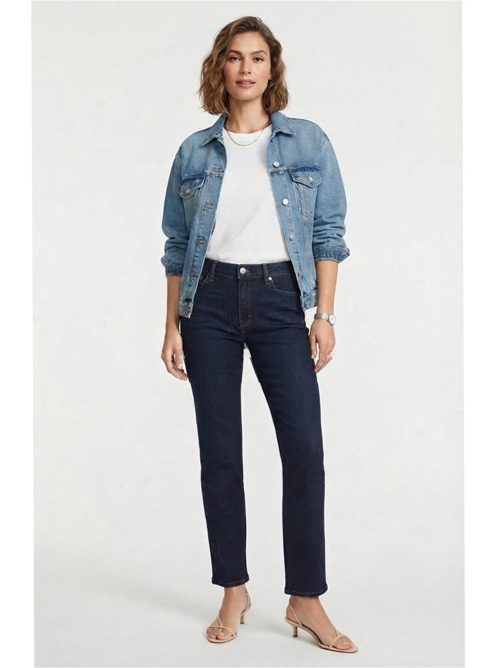 Ann Taylor LOFT Modern Straight Leg Dark Wash Jeans Womens 12P Denim Mid Rise